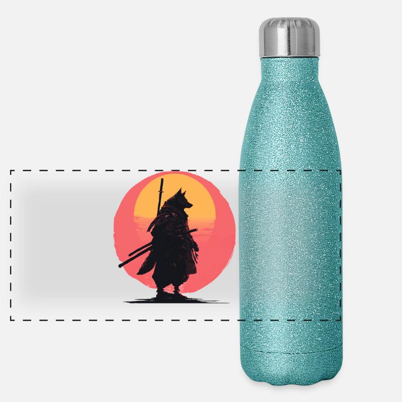 Le Cavalier Samouraï du Crépuscule du Loup Gourde isotherme panoramique pailletée 500 ml
