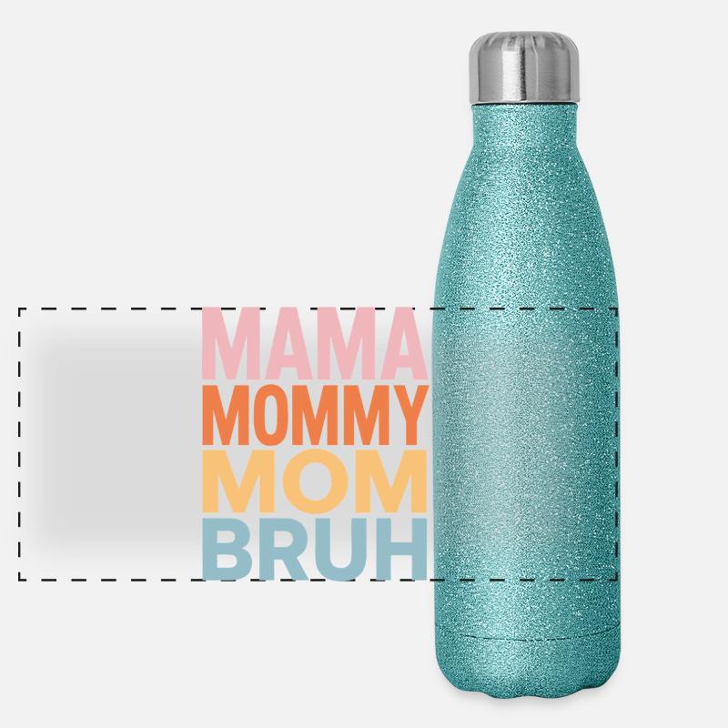 Mama Mommy Mom Bruh Retro Design Panorama Glitzer Isolierflasche 500 ml