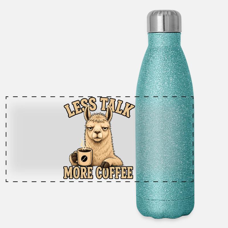 Lama Chemise Moins Parler Plus Café Gourde isotherme panoramique pailletée 500 ml