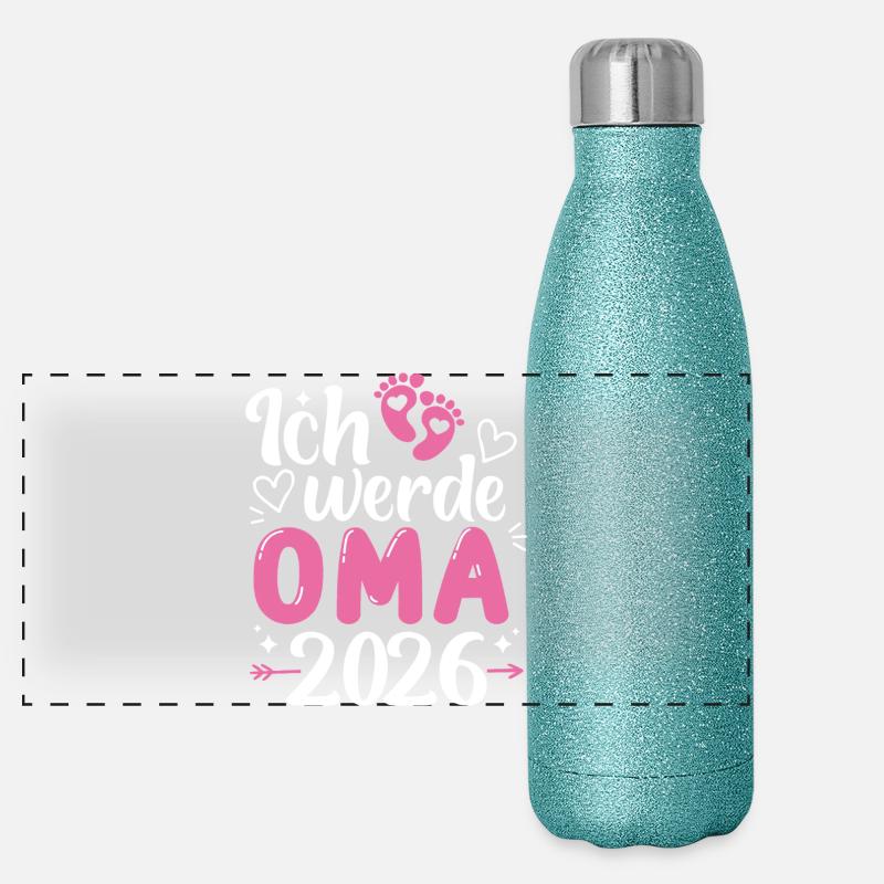 Ich werde Oma 2026  Panorama Glitzer Isolierflasche 500 ml