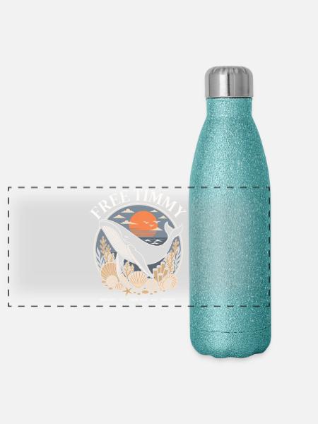 Déclaration de baleines à bosse Timmy Hope Produits dérivés - Gourde isotherme panoramique pailletée 500 ml - paillettes bleues - Devant