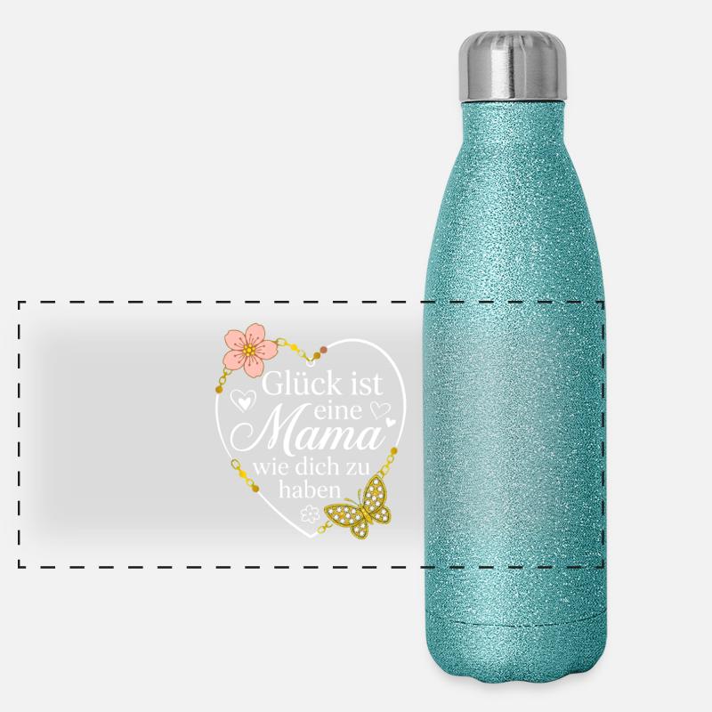 Glück ist eine Mama wie dich zu haben Muttertag Panorama Glitzer Isolierflasche 500 ml