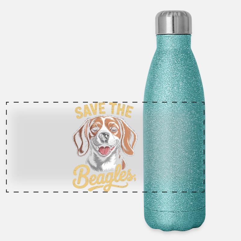 Save the Beagles Illustration Gourde isotherme panoramique pailletée 500 ml