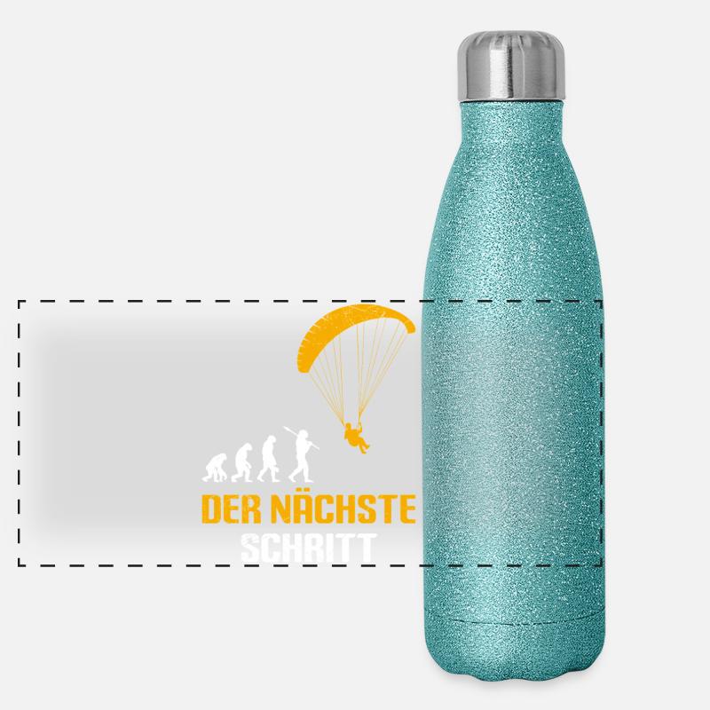 Paraglider Geschenk DER NÄCHSTE SCHRITT Panorama Glitzer Isolierflasche 500 ml