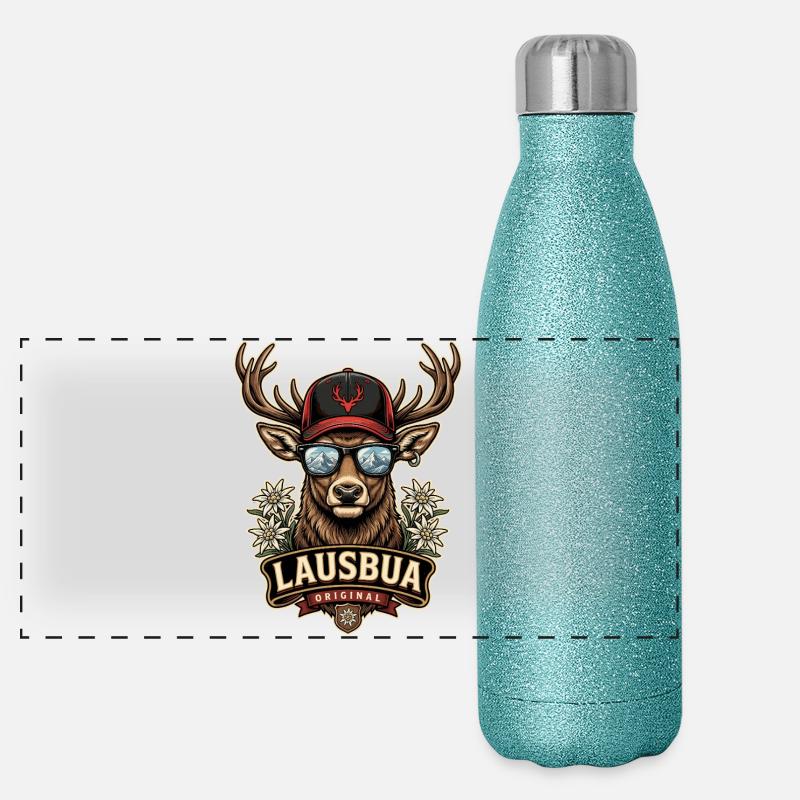 Lausbua Original Bavarian Alpine Hunter Deer Panoramic Glitter Thermal Bottle 500 ml