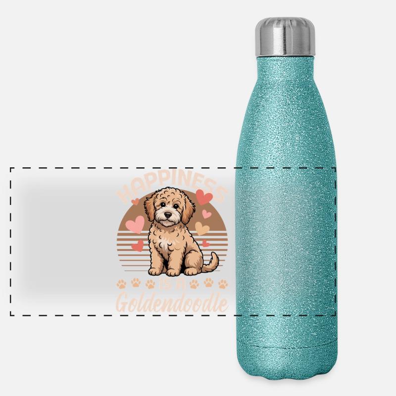 Race de chien Goldendoodle Gourde isotherme panoramique pailletée 500 ml