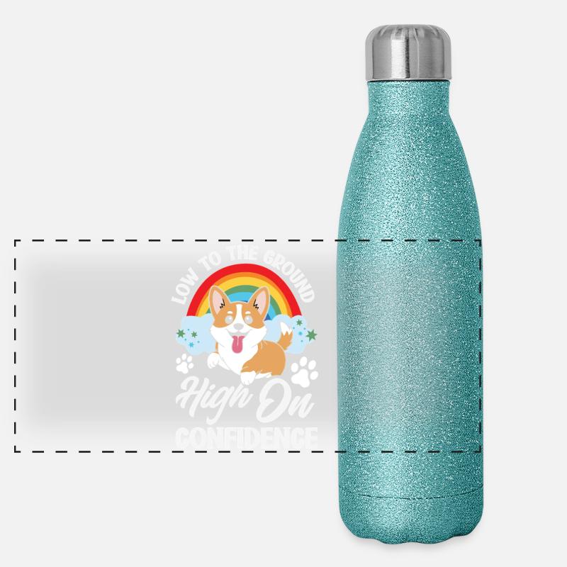 Kurze Beine, Große Einstellung, Corgi Panorama Glitzer Isolierflasche 500 ml