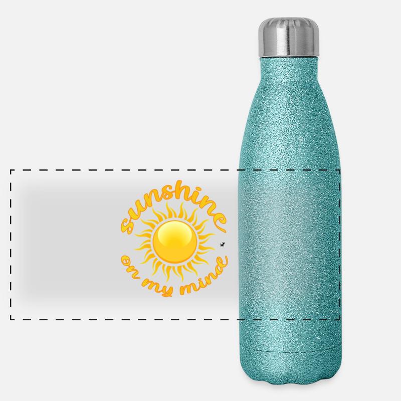 Goldene Sonne Abbildung mit Inschrift Panorama Glitzer Isolierflasche 500 ml