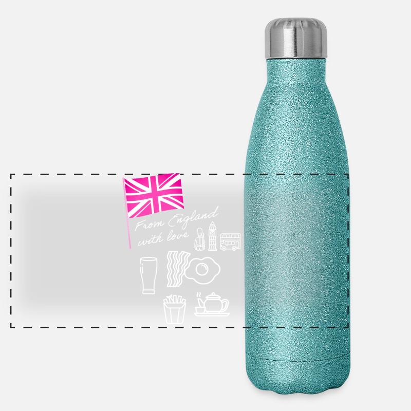 EXANGLIA (Pink + Weiß) Panorama Glitzer Isolierflasche 500 ml