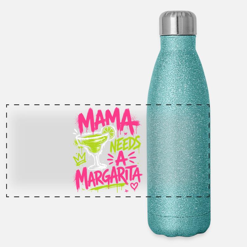 Mama Braucht Margarita Graffiti Panorama Glitzer Isolierflasche 500 ml