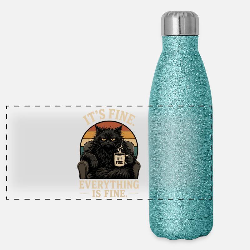 Tout va bien : café contre la gueule de bois Gourde isotherme panoramique pailletée 500 ml