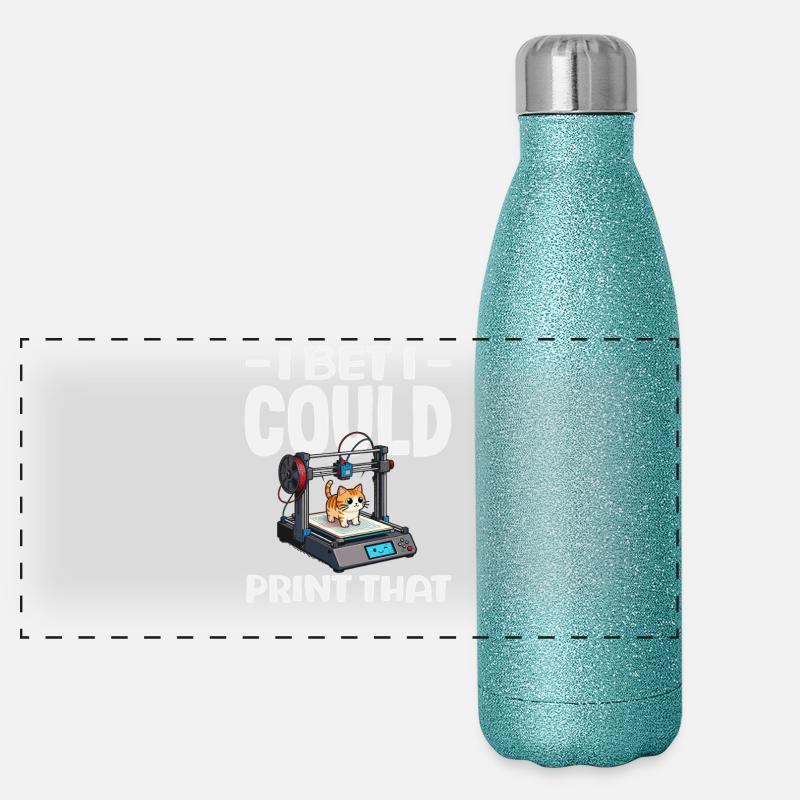 I bet I can print the 3D printer cat Panoramic Glitter Thermal Bottle 500 ml