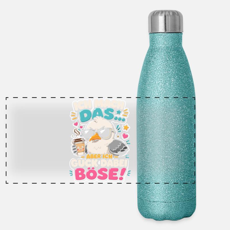 Ich mach das aber ich guck dabei böse Möwe Kaffee  Panorama Glitzer Isolierflasche 500 ml
