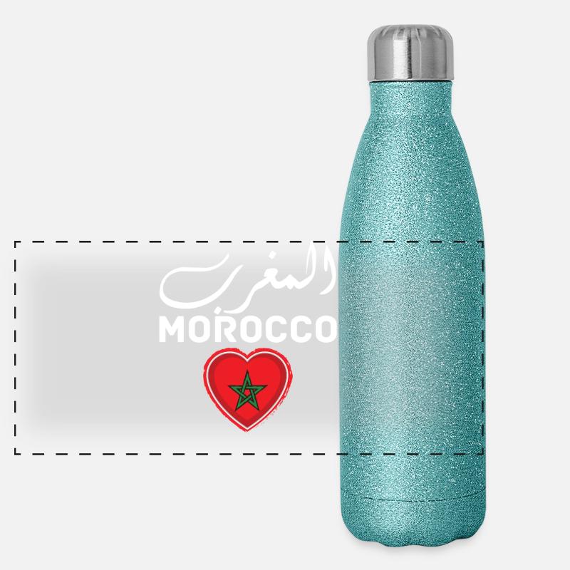 Morocco Graphic Funny Morocco Nation Flag Morocco Gourde isotherme panoramique pailletée 500 ml