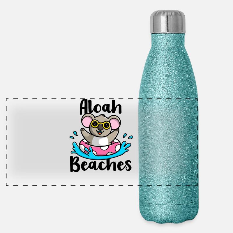 Cool Koala Beach Vacation Summer Aloha Beaches Panoramic Glitter Thermal Bottle 500 ml