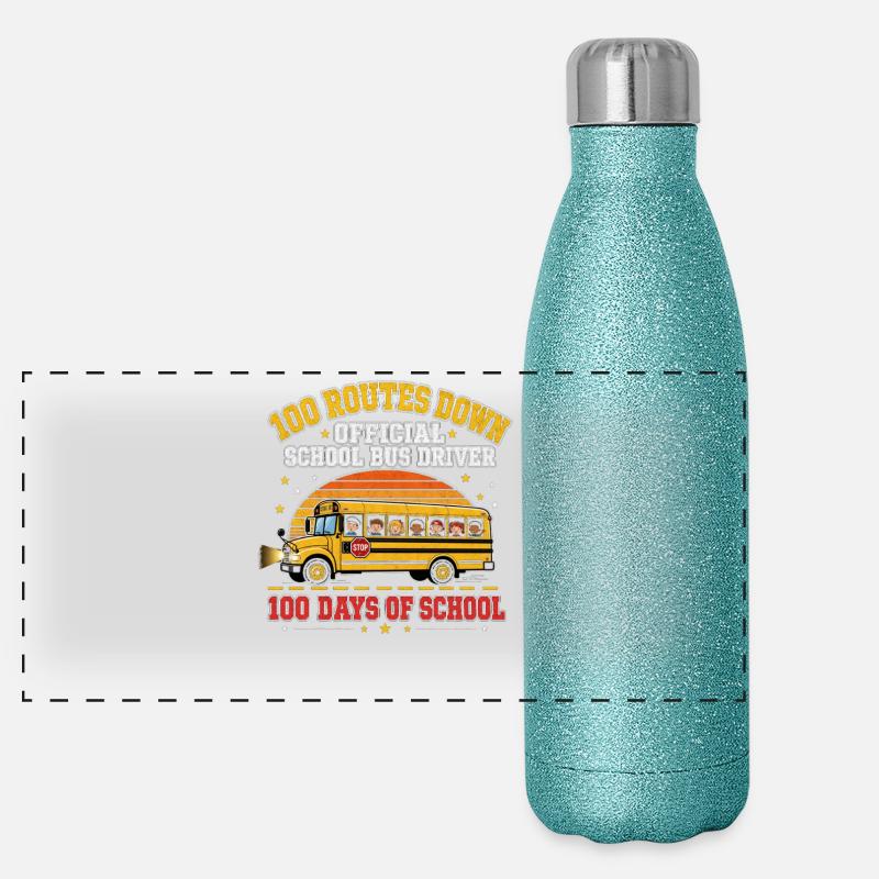 Chauffeur de bus scolaire 100 lignes Cent jours de héros Gourde isotherme panoramique pailletée 500 ml