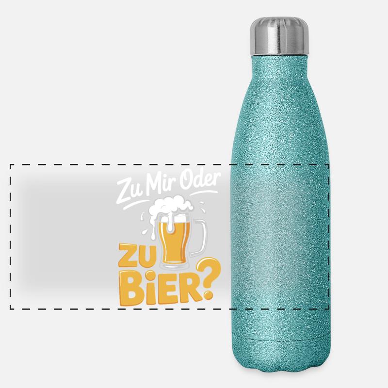 Bier Zu Mir Oder Zu Bier Flirt Single Party Malle Panorama Glitzer Isolierflasche 500 ml