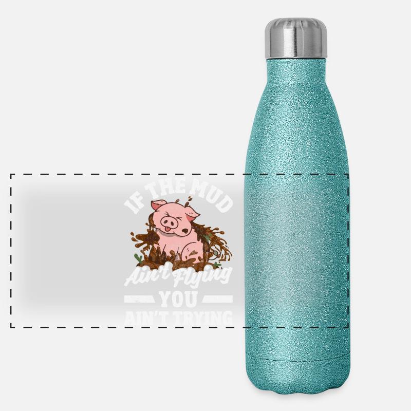 Mädchen Auf Matschigem Hindernislauf Panorama Glitzer Isolierflasche 500 ml