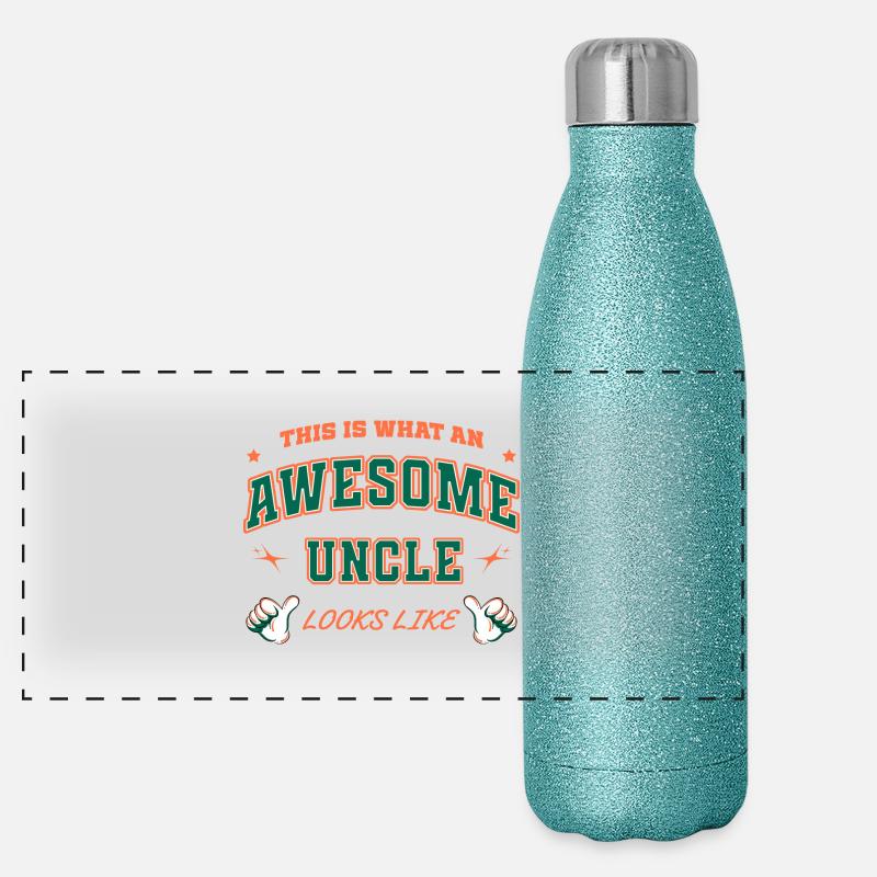 This is What An Awesome Uncle Looks Like Fun Quote Panoramic Glitter Thermal Bottle 500 ml