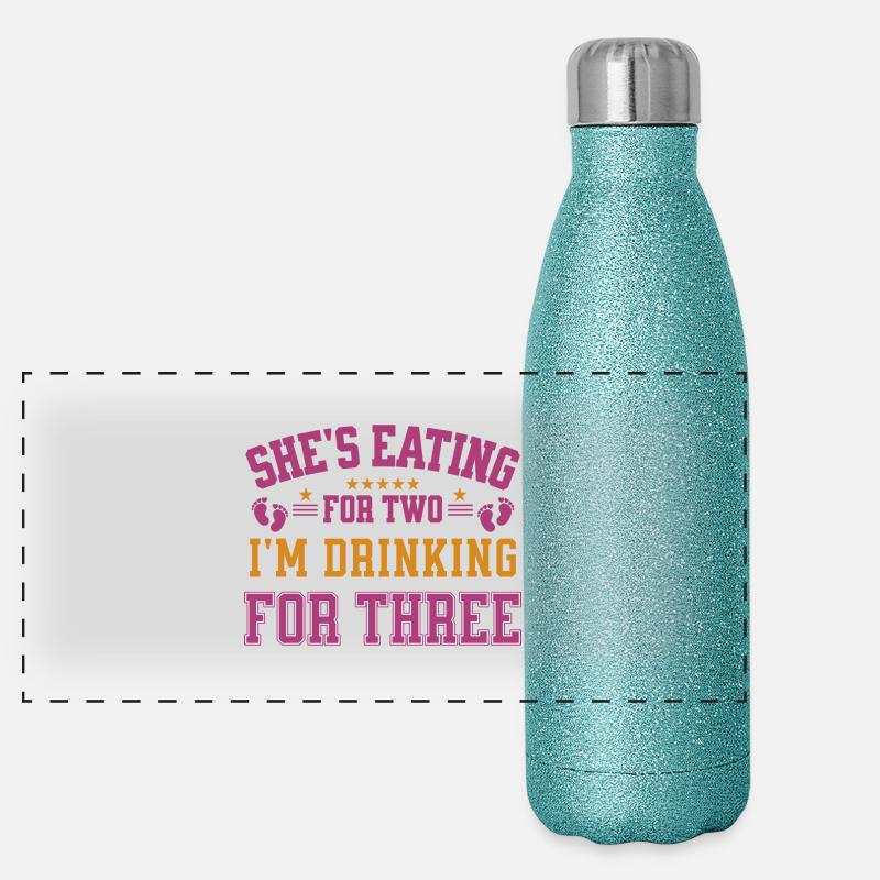 She's Eating For Two I'm Drinking For Three Daddy Panoramic Glitter Thermal Bottle 500 ml