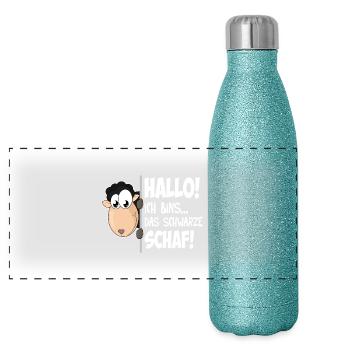 Das schwarze Schaf - Panorama Glitzer Isolierflasche 500 ml - Blau Glitzer - Vorne