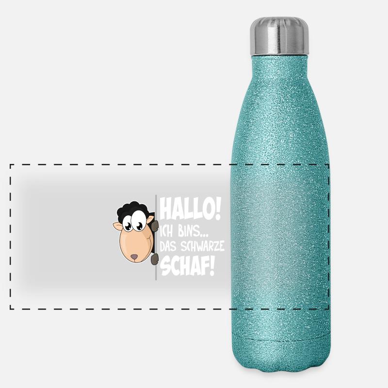 Das schwarze Schaf - Panorama Glitzer Isolierflasche 500 ml - Blau Glitzer