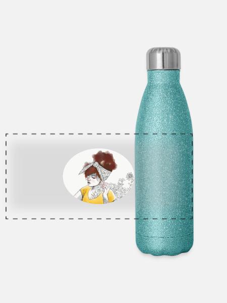 Hairstyle 1 - Panorama Glitzer Isolierflasche 500 ml - Blau Glitzer - Vorne