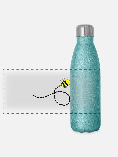 flying_bee - Panorama Glitzer Isolierflasche 500 ml - Blau Glitzer - Vorne