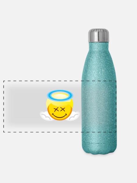 Smiley Angel - Panorama Glitzer Isolierflasche 500 ml - Blau Glitzer - Vorne