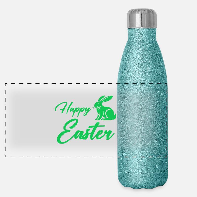 Bunny Happy Easter Panoramic Glitter Thermal Bottle 500 ml