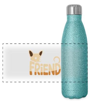 Friend Dog Chihuahua - Cool Pet Logo - Panoramic Glitter Thermal Bottle 500 ml - blue glitter - Front