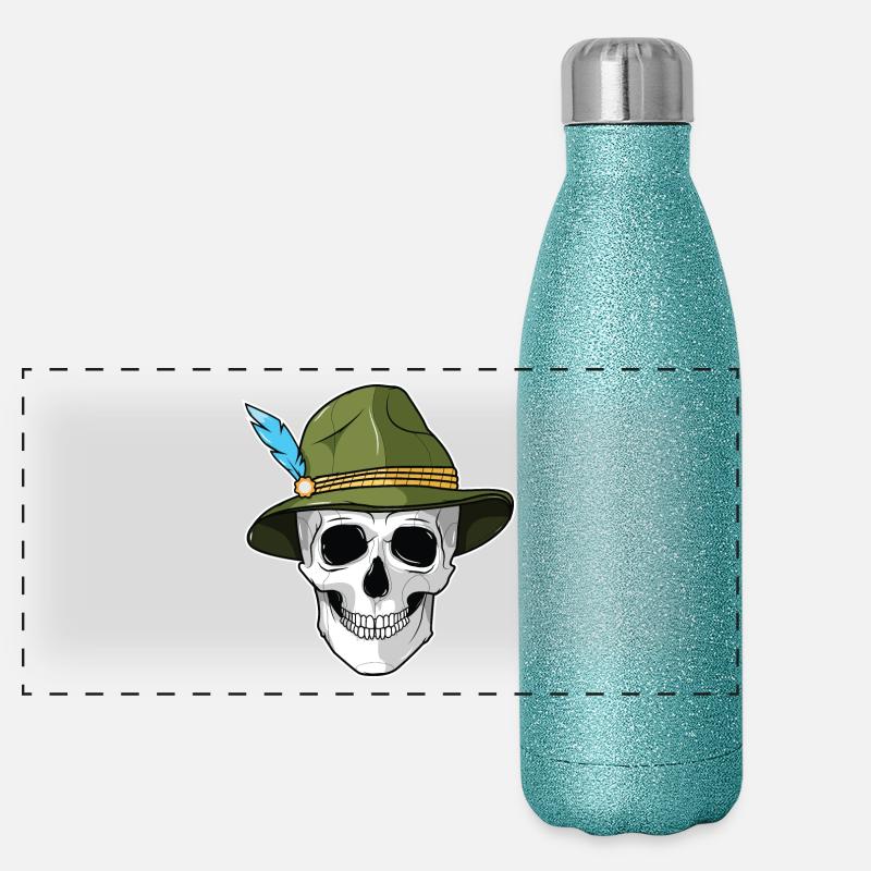 - skull with felt hat Panoramic Glitter Thermal Bottle 500 ml