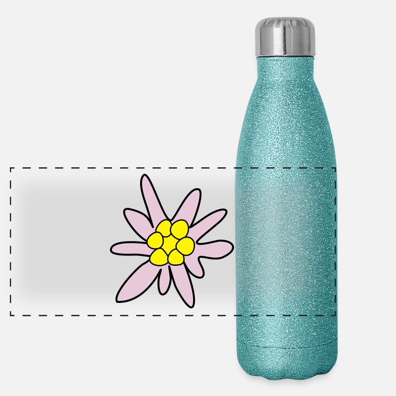 Edelweiss, fleur Gourde isotherme panoramique pailletée 500 ml