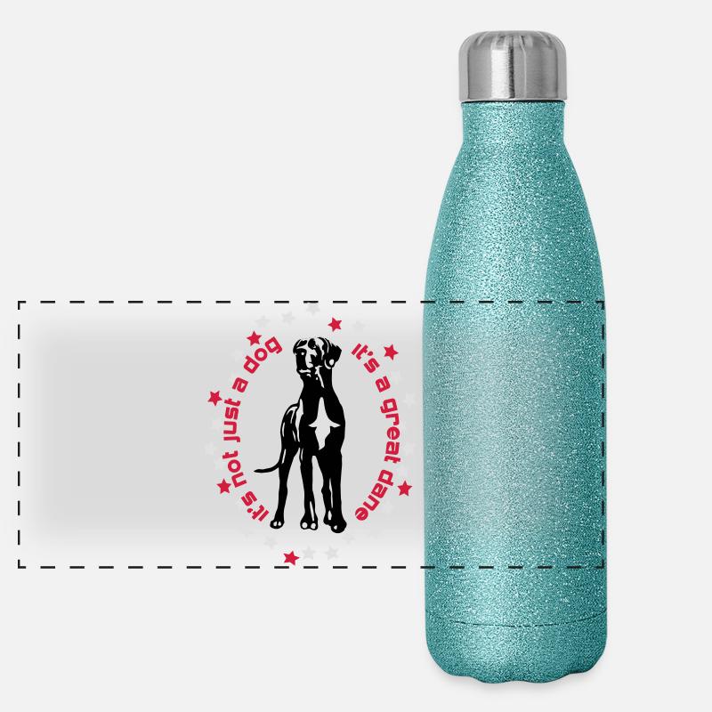 it's a great dane Vorstehende Dogge - Panorama Glitzer Isolierflasche 500 ml - Blau Glitzer