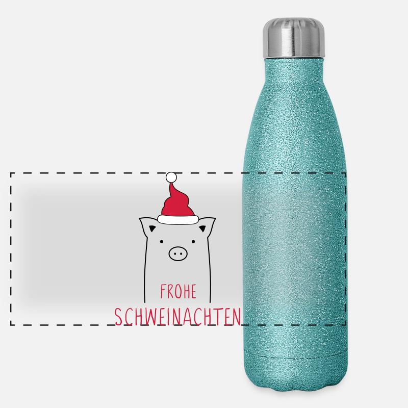 Frohe Weihnachten I Schweinachten Schwein Sau Panorama Glitzer Isolierflasche 500 ml