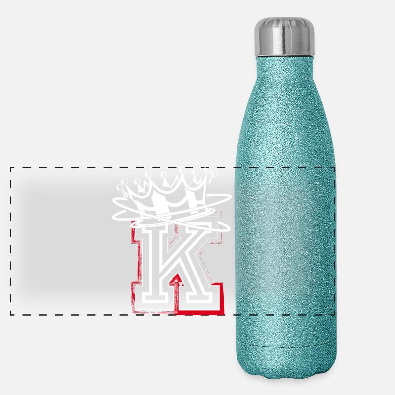 Letter K with crown Panoramic Glitter Thermal Bottle 500 ml