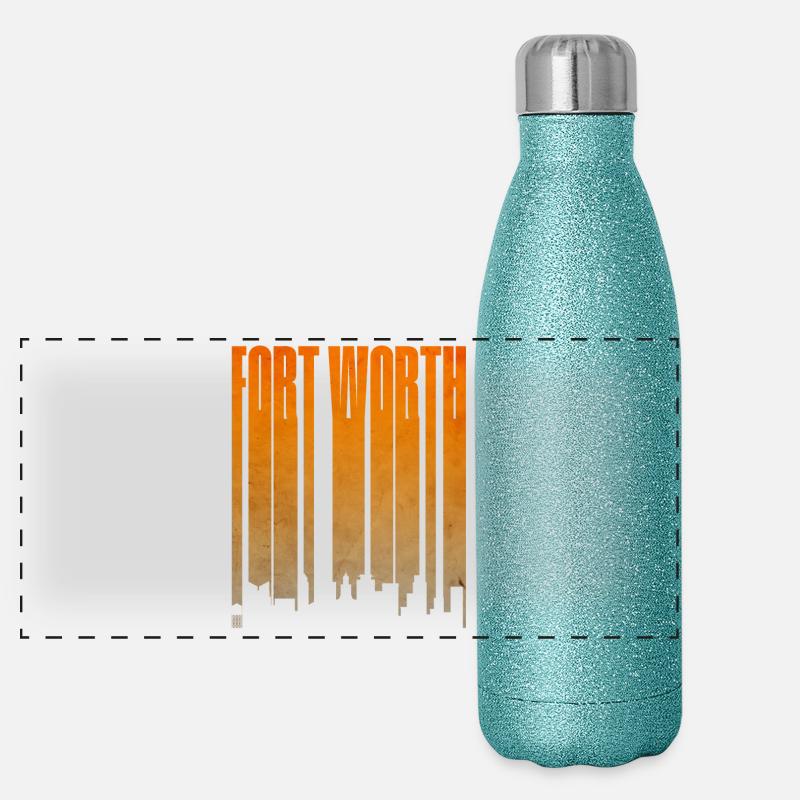Fort Worth Skyline Gradient Panorama Glitzer Isolierflasche 500 ml