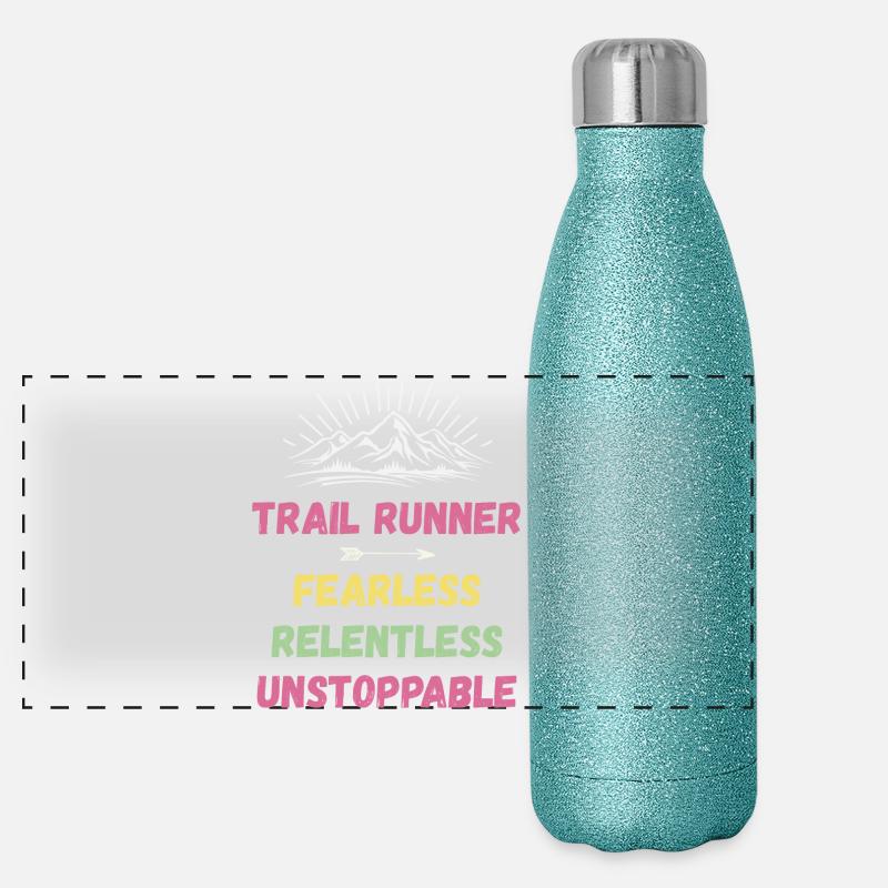 Trail Runner - Fearless. Relentless. Unstoppable. Panoramic Glitter Thermal Bottle 500 ml