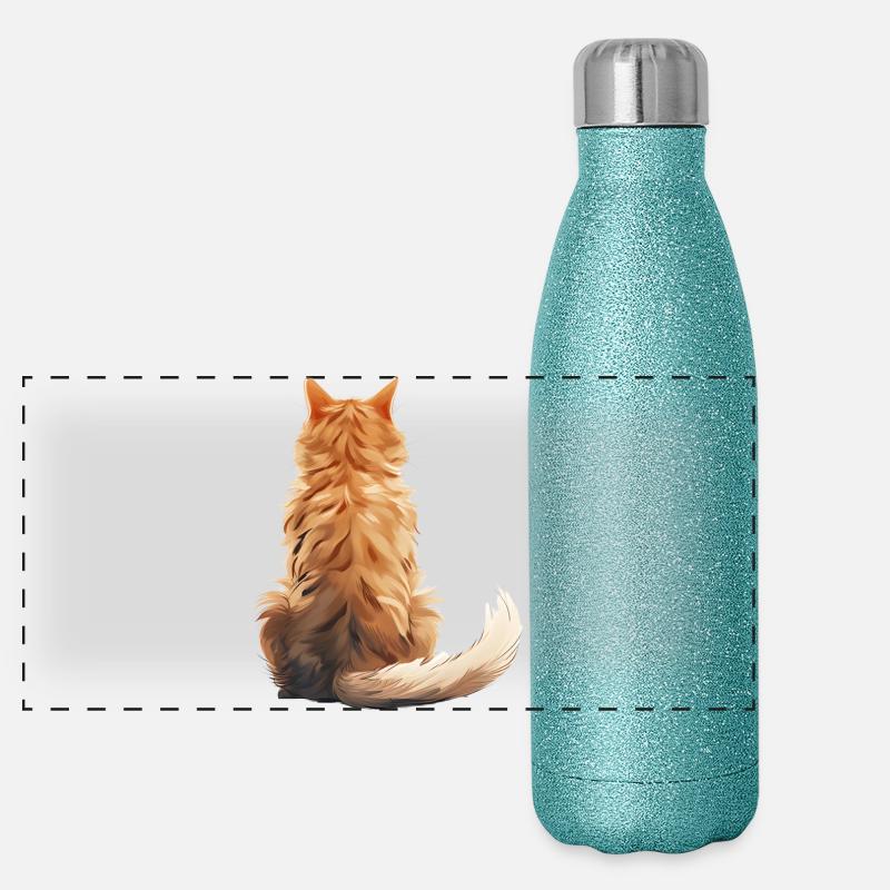 Chat Manx Gourde isotherme panoramique pailletée 500 ml