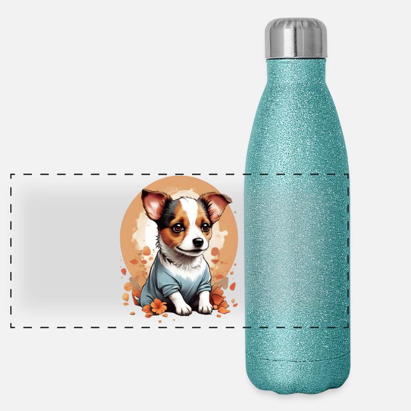Mignon Petit Chiot Jack Russell Gourde isotherme panoramique pailletée 500 ml