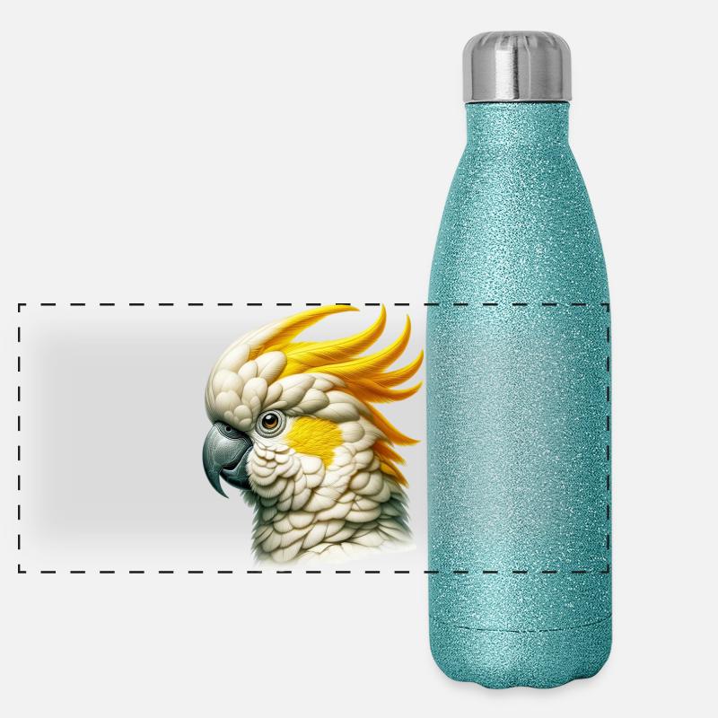 Kakadu-Papagei Panorama Glitzer Isolierflasche 500 ml