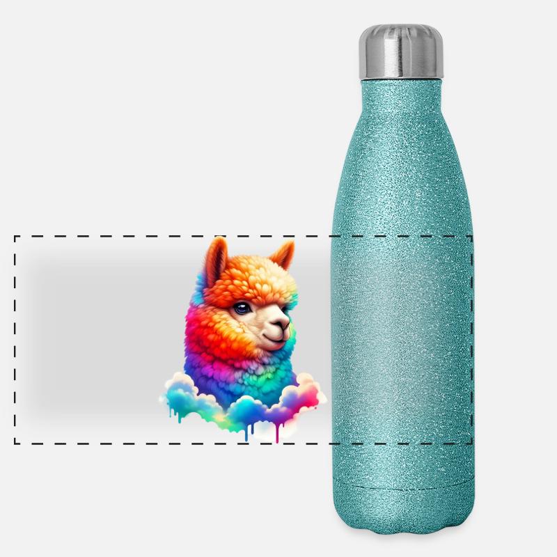 Alpaka Panorama Glitzer Isolierflasche 500 ml