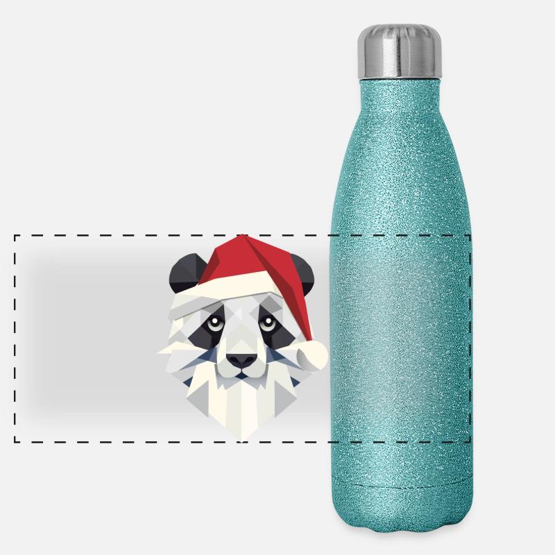 Merry Christmas Panda in Modern Style Panoramic Glitter Thermal Bottle 500 ml