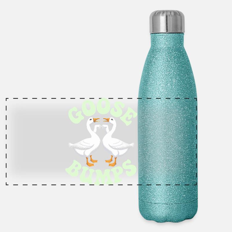 Duo d’oie Emblème du cœur Gourde isotherme panoramique pailletée 500 ml