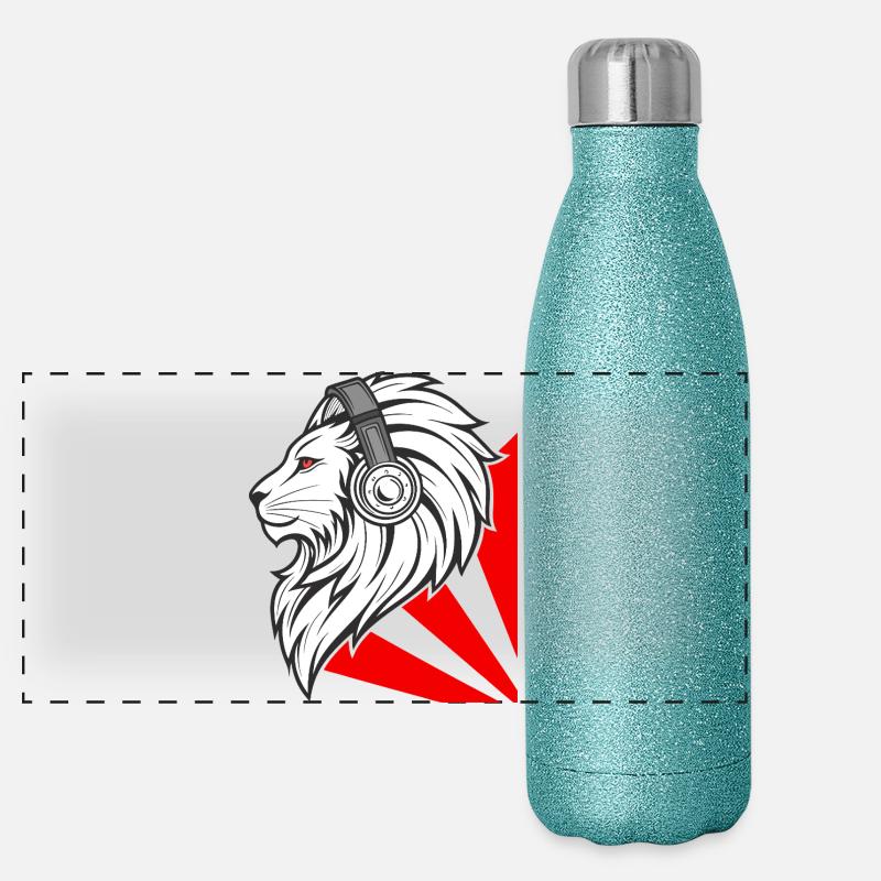 Lion élégant avec des écouteurs Gourde isotherme panoramique pailletée 500 ml