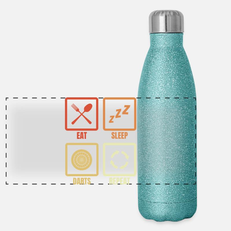 Eat Sleep Darts Repeat Panoramic Glitter Thermal Bottle 500 ml