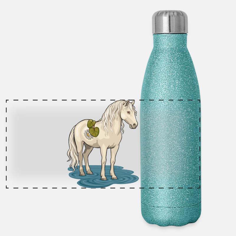 Le cheval de ruisseau Gourde isotherme panoramique pailletée 500 ml