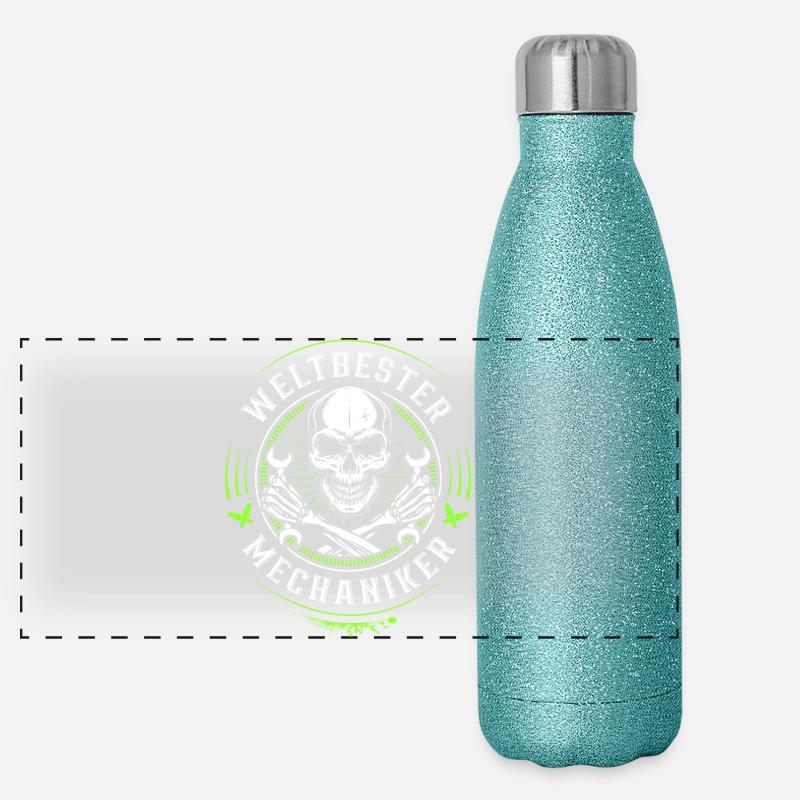 Weltbester KfZ Mechaniker - Werkstatt - Schrauber Panorama Glitzer Isolierflasche 500 ml