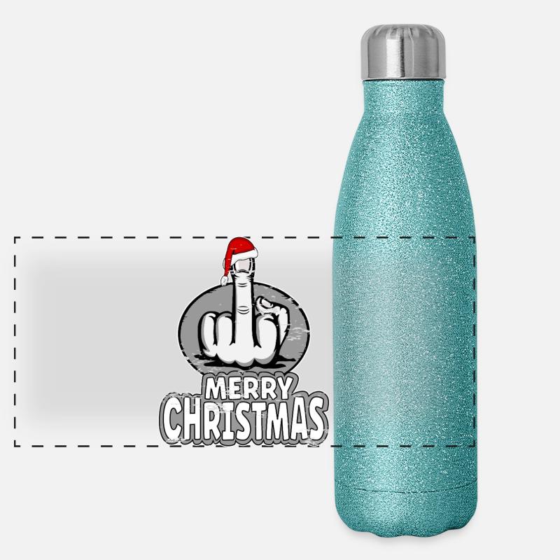Merry Christmas Mittelfinger Stinkefinger Design Panorama Glitzer Isolierflasche 500 ml