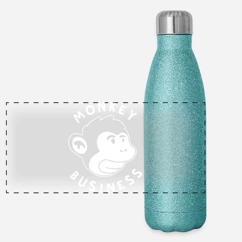 Monkey Business – Jungle de graffitis forts de singe Gourde isotherme panoramique pailletée 500 ml